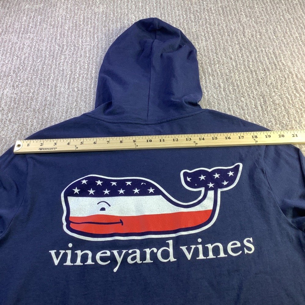 Vineyard Vines Mens LS Blank Hoodie T-Shirt Deep Bay Patriotic Whale M NWT - Picture 10 of 15